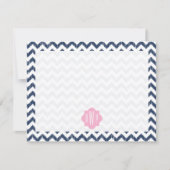 Blue Zickzack Ikat Mit Monogramm Flat Notecard Mitteilungskarte (Vorderseite)