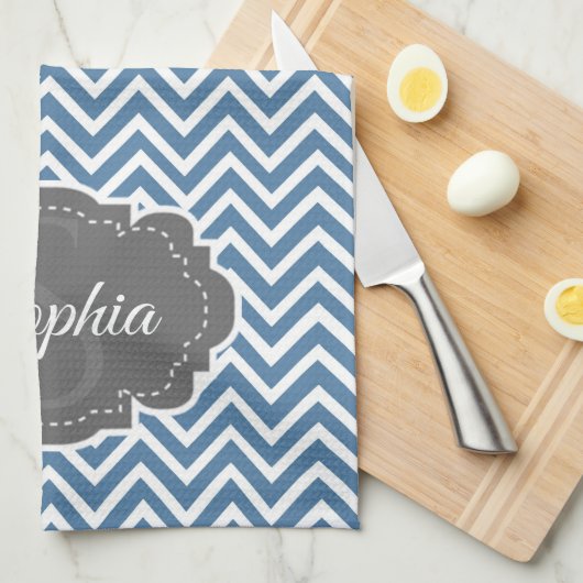 Blue Zickzack Kitchtuch Geschirrtuch (Viertel Falte)