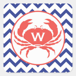 Blue Zickzack Monogram Cracker Sticker