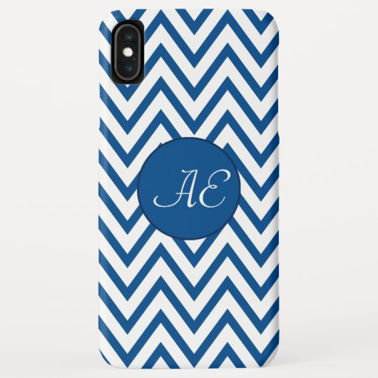 Blue Zickzack Monogram Modern Case-Mate iPhone Hülle (Rückseite)