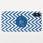 Blue Zickzack Monogram Modern Case-Mate iPhone Hülle (Rückseite (Horizontal))