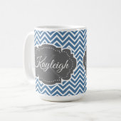 Blue Zickzack Personalisiert Coffee Tasse (Vorderseite Links)