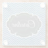 Blue Zickzack Personalisiert Glass Untersetzer (Rückseite)