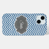 Blue Zickzack Personalisiert iPhone Case (Rückseite (Horizontal))