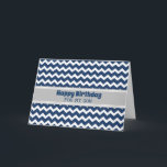 Blue Zickzack Retro Son Birthday Karte<br><div class="desc">Geburtstagskarte für den Sohn mit lustig blauen Zickzack Retromuster und nachdenklichem Vers.</div>