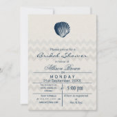 Blue Zickzack Seashell Beach Brautparty lädt ein Einladung (Vorderseite)