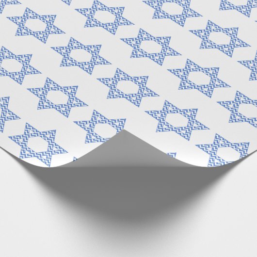 Blue Zickzack Star von David Hanukkah Geschenkpapier (Ecke)