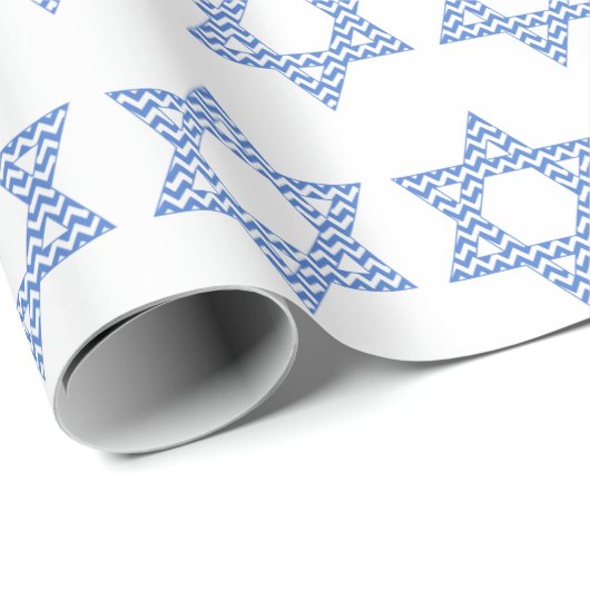 Blue Zickzack Star von David Hanukkah Geschenkpapier (Rolleneckpunkt)