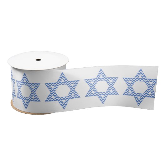 Blue Zickzack Star von David Hanukkah Satinband (Spule)