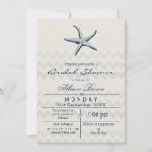 Blue Zickzack Starfish Beach Brautparty lädt ein Einladung (Vorderseite)