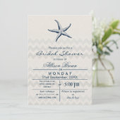 Blue Zickzack Starfish Beach Brautparty lädt ein Einladung (Stehend Vorderseite)