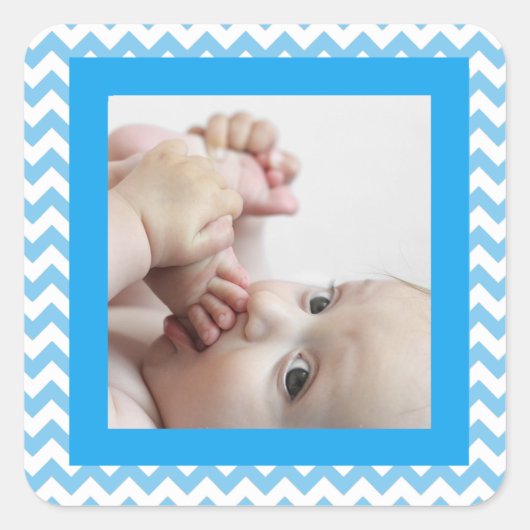 Blue Zickzack Strip Baby Foto Sticker (Vorderseite)