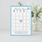 Blue Zickzack Stripes Brautparty Bingo Cards (Stehend Vorderseite)