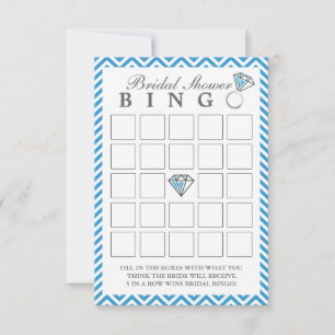 Blue Zickzack Stripes Brautparty Bingo Cards