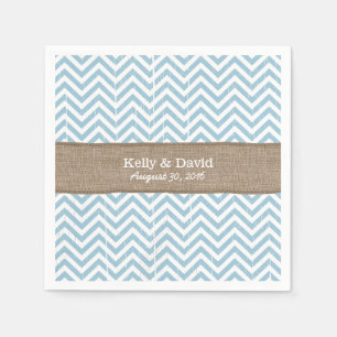 Blue Zickzack Stripes Burlap Ribbon Rustikale Hoch Serviette