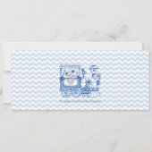 Blue Zickzack Vintag Train Ticket Baby Shower Einladung (Rückseite)