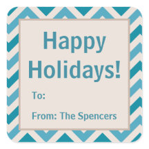 Blue Zickzack Weihnachtsgeschenke Tag Stickers