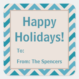 Blue Zickzack Weihnachtsgeschenke Tag Stickers