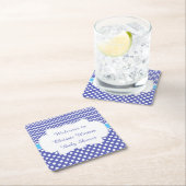 Blue Zickzack & White Polka Dots Baby Dusche Party Rechteckiger Pappuntersetzer (Vor Ort)