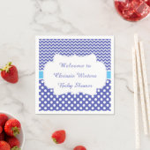 Blue Zickzack & White Polka Dots Baby Dusche Party Serviette (Beispiel)