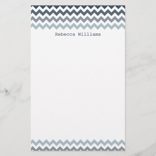 Blue Zickzack Zigzags Pattern Stationery Briefpapier (Vorderseite)