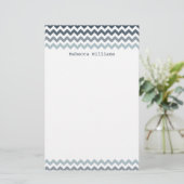 Blue Zickzack Zigzags Pattern Stationery Briefpapier (Stehend Vorderseite)