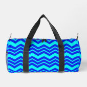 Blue Zig Zag Zickzack Muster Duffle Bag (Rückseite)