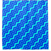 Blue Zig Zag Zickzack Muster Duschvorhang (Vorderseite)