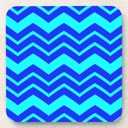 Blue Zig Zag Zickzack Muster Getränkeuntersetzer (Vorderseite)