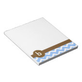 Blue Zig Zag Zickzack Muster Monogram Notepad Notizblock (angewinkelt)