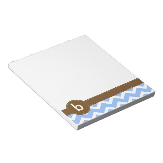 Blue Zig Zag Zickzack Muster Monogram Notepad Notizblock (angewinkelt)