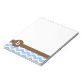 Blue Zig Zag Zickzack Muster Monogram Notepad Notizblock (Rotiert)