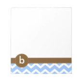 Blue Zig Zag Zickzack Muster Monogram Notepad Notizblock (Vorderseite)