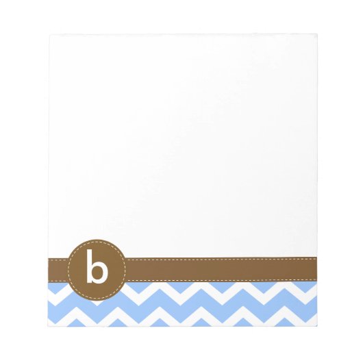 Blue Zig Zag Zickzack Muster Monogram Notepad Notizblock (Vorderseite)