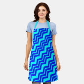 Blue Zig Zag Zickzack Muster Schürze (Getragen)