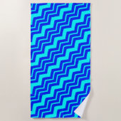 Blue Zig Zag Zickzack Muster Strandtuch (Vorderseite)