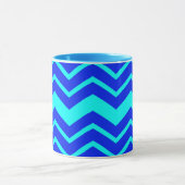 Blue Zig Zag Zickzack Muster Tasse (Zentrum)