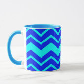 Blue Zig Zag Zickzack Muster Tasse (Links)