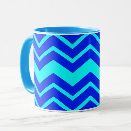 Blue Zig Zag Zickzack Muster Tasse