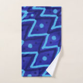 Blue Zig Zags Dots Funky Pattern Badhandtuch Set (Handtuch)