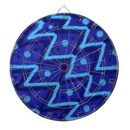 Blue Zig Zags Dots Funky Pattern Dartscheibe