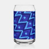 Blue Zig Zags Dots Funky Pattern  Dosenglas (Vorderseite)