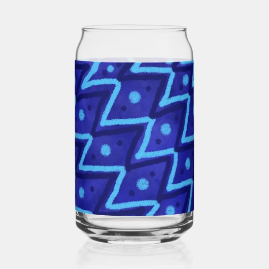 Blue Zig Zags Dots Funky Pattern Dosenglas (Vorderseite)