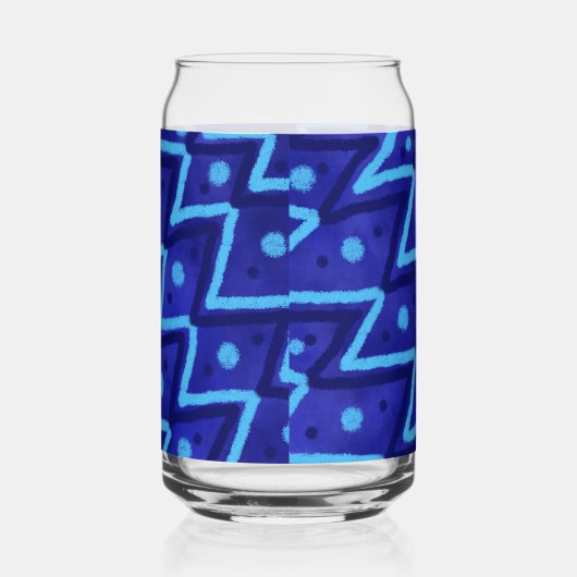 Blue Zig Zags Dots Funky Pattern  Dosenglas (Links)