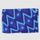 Blue Zig Zags Dots Funky Pattern Golfhandtuch (Horizontal)