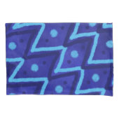 Blue Zig Zags Dots Funky Pattern  Kissenbezug (Vorderseite)