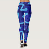 Blue Zig Zags Dots Funky Pattern Leggings (Rückseite)