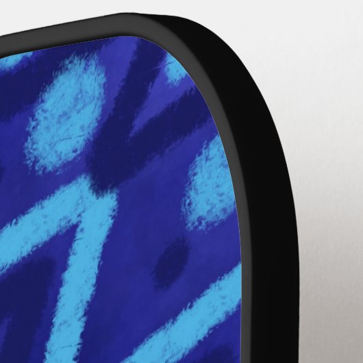 Blue Zig Zags Dots Funky Pattern  Pickleball Schläger (Linke Seite)