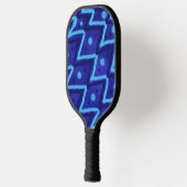 Blue Zig Zags Dots Funky Pattern Pickleball Schläger (Links)