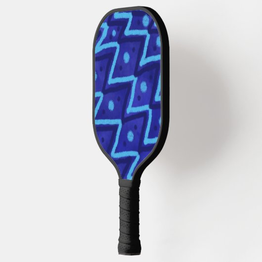 Blue Zig Zags Dots Funky Pattern  Pickleball Schläger (Links)